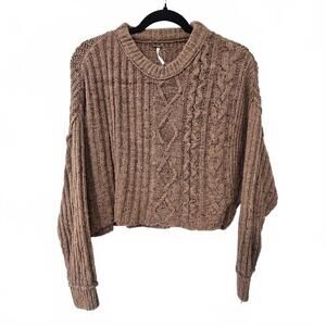 Free People Cropped Cable Knit Sweater